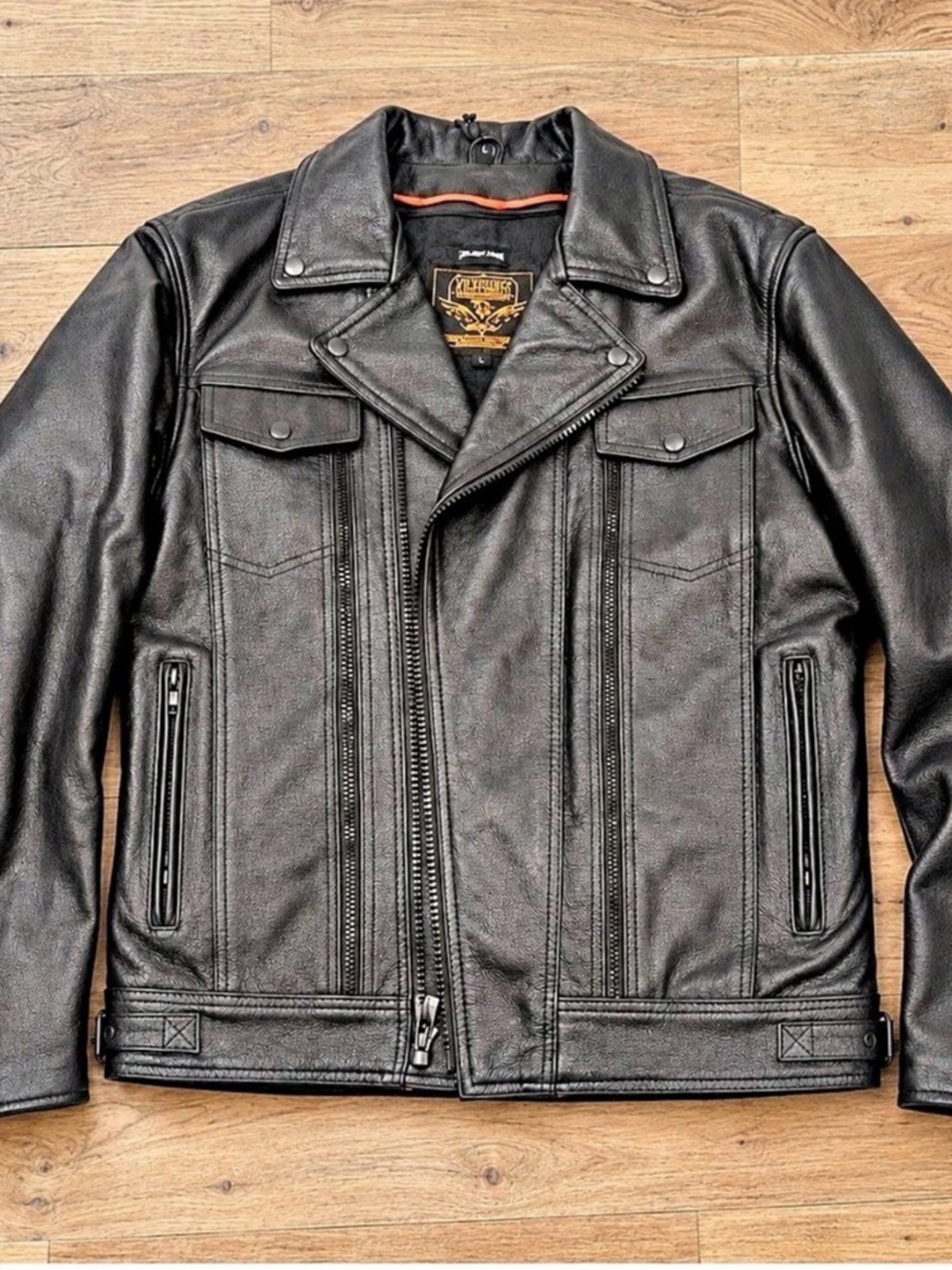 Milwaukee Leather Men's Black Leather Motorcycle Riders Jacket w/ Multi-Utility